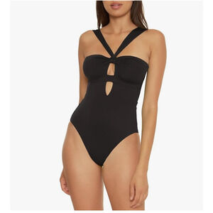 Becca by Rebecca Virtue Color Code Convertible Bandeau One Piece Black Size M